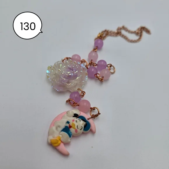 Handmade Cute Pink and Purple car charm with Cartoon Pendant - Picture 2 of 4